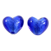 2 Murano Glass Dark Sapphire Silver Foiled 14mm Heart Beads