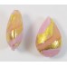 1 Murano Glass Blush and Rose Ripple  Gold Foiled 20mm Pear Drop