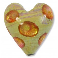 1 Murano Glass 20mm White Gold Foiled Window Heart Ruby