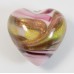 1 Murano Glass Pinks and Aventurine Gold Foiled 20mm Heart Bead