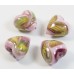 1 Murano Glass Pinks and Aventurine Gold Foiled 20mm Heart Bead