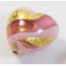 1 Murano Glass Pink & Ruby Gold foiled 20mm Heart Bead