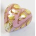 1 Murano Glass Pink Aventurine and Gold Foil Patches 20mm Heart Bead