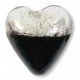 1 Murano Glass Silver Foiled Bicolour 20mm Heart Bead Black & Clear 1 Murano Glass Silver Foiled Bicolour 20mm Heart Bead Black & Clear