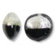 1 Murano Glass Silver Foiled Bicolour 14mm Lentil Bead Black & Clear 1 Murano Glass Silver Foiled Bicolour 14mm Lentil Bead Black & Clear