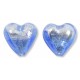 2 Murano Glass Silver Foiled Bicolour 12mm Heart Beads Light & Dark Sapphire