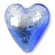 1 Murano Glass Silver Foiled Bicolour 20mm Heart Bead Light & Dark Sapphire