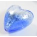 1 Murano Glass Silver Foiled Bicolour 20mm Heart Bead Light & Dark Sapphire
