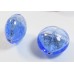 1 Murano Glass Silver Foiled Bicolour 14mm Lentil Bead Light & Dark Sapphire