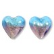2 Murano Glass Silver Foiled Bicolour 12mm Heart Beads Mid Aqua & Light Amethyst