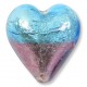 1 Murano Glass Silver Foiled Bicolour 20mm Heart Bead Mid Aqua & Light Amethyst