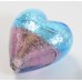 1 Murano Glass Silver Foiled Bicolour 20mm Heart Bead Mid Aqua & Light Amethyst