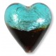 1 Murano Glass Silver Foiled Bicolour 20mm Heart Bead Verde Marino & Dark Topaz