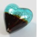 1 Murano Glass Silver Foiled Bicolour 20mm Heart Bead Verde Marino & Dark Topaz