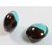 1 Murano Glass Silver Foiled Bicolour 14mm Lentil Bead Verde Marino & Dark Topaz