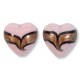 2 Murano Glass Pastel Dark Pink with Aventurine Ricciola 12mm Heart Beads 2 Murano Glass Pastel Dark Pink with Aventurine Ricciola 12mm Heart Beads