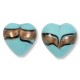 2 Murano Glass Pastel Turquoise with Aventurine Ricciola 12mm Heart Beads 2 Murano Glass Pastel Turquoise with Aventurine Ricciola 12mm Heart Beads