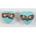 2 Murano Glass Pastel Turquoise with Aventurine Ricciola 12mm Heart Beads