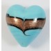 1 Murano Glass Pastel Turquoise with Aventurine Ricciola 20mm Heart Bead