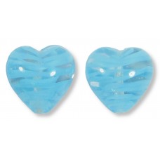2 Murano Glass Filigrine Light Blue 12mm Heart Beads 2 Murano Glass Filigrine Light Blue 12mm Heart Beads