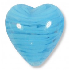 1 Murano Glass Filigrine Light Blue 20mm Heart Bead