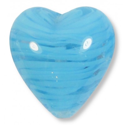 1 Murano Glass Filigrine Light Blue 20mm Heart Bead