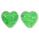 2 Murano Glass Filigrine Green 12mm Heart Beads