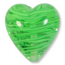 1 Murano Glass Filigrine Green 20mm Heart Bead