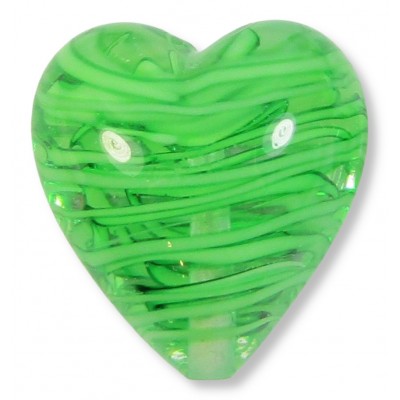 1 Murano Glass Filigrine Green 20mm Heart Bead