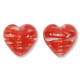 2 Murano Glass Filigrine Red 12mm Heart Beads
