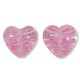 2 Murano Glass Filigrine Light Pink 12mm Heart Beads