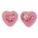 2 Murano Glass Opal Nile Pink with Aventurine & Rose Flower 12mm Heart Beads 2 Murano Glass Opal Nile Pink with Aventurine & Rose Flower 12mm Heart Beads