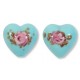 2 Murano Glass Opal Light Turquoise with Aventurine & Rose Flower 12mm Heart Beads 2 Murano Glass Opal Light Turquoise with Aventurine & Rose Flower 12mm Heart Beads