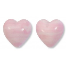2 Murano Glass Pastel Pink 12mm Heart Beads