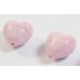 2 Murano Glass Pastel Pink 12mm Heart Beads
