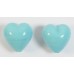 2 Murano Glass Pastel Light Turquoise Blue 12mm Heart Beads