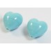2 Murano Glass Pastel Light Turquoise Blue 12mm Heart Beads