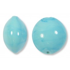 1 Murano Glass Pastel Light Turquoise Blue 13mm Lentil Bead