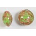 1 Murano Glass Pastel Nile Green with Aventurine 13mm Lentil Bead