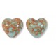 2 Murano Glass Pastel Light Turquoise with Aventurine 12mm Heart Beads