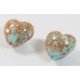2 Murano Glass Pastel Light Turquoise with Aventurine 12mm Heart Beads