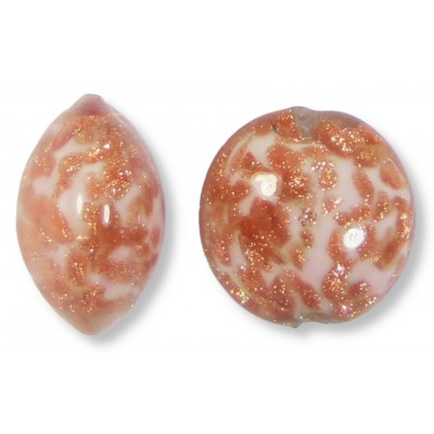 1 Murano Glass Pastel Pink with Aventurine 13mm Lentil Bead