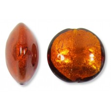 1 Murano Glass Gold Foiled Dark Topaz 20mm Lentil Bead 1 Murano Glass Gold Foiled Dark Topaz 20mm Lentil Bead