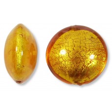 1 Murano Glass Gold Foiled Light Topaz 20mm Lentil Bead 1 Murano Glass Gold Foiled Light Topaz 20mm Lentil Bead