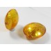 1 Murano Glass Gold Foiled Light Topaz 20mm Lentil Bead