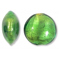 1 Murano Glass Gold Foiled Medium Aquamarine 20mm Lentil Bead 1 Murano Glass Gold Foiled Medium Aquamarine 20mm Lentil Bead