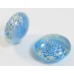 1 Murano Glass White Gold Foiled Aquamarine 20mm Lentil Bead