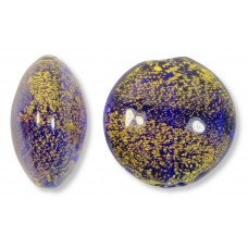 1 Murano Glass Cracked White Gold Foiled Cobalt 20mm Lentil Bead 1 Murano Glass Cracked White Gold Foiled Cobalt 20mm Lentil Bead