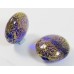 1 Murano Glass Cracked White Gold Foiled Cobalt 20mm Lentil Bead