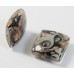 1 Murano Glass Black, Grey & Aventurine 20mm Puffed Square Spangle Bead